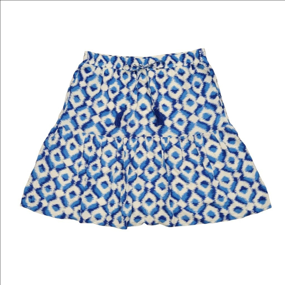 Knox Rose Blue White Patterned drawstring skirt size XS